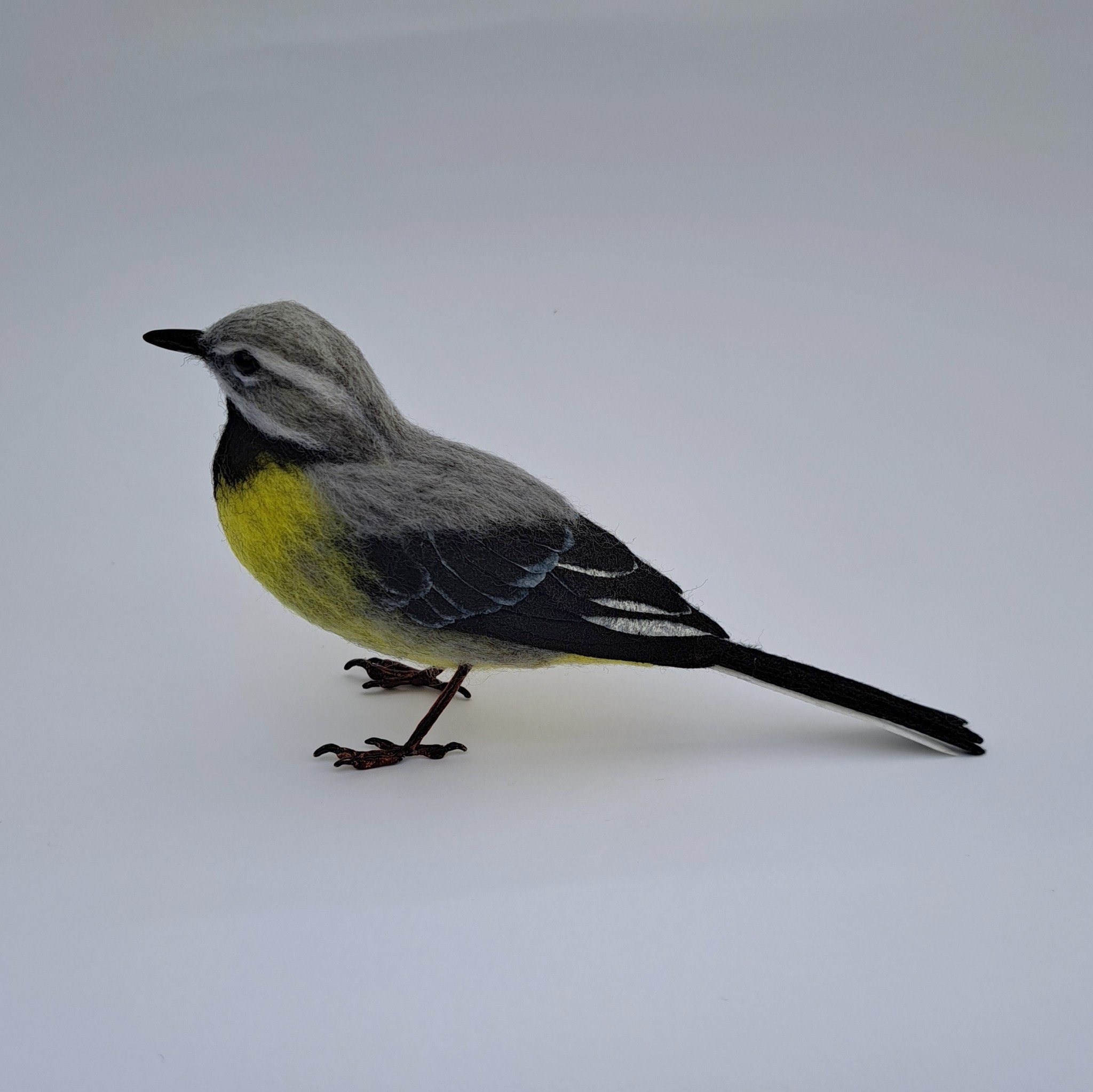 Grey wagtail : Unique handmade needle-felted wildlife sculpture. 