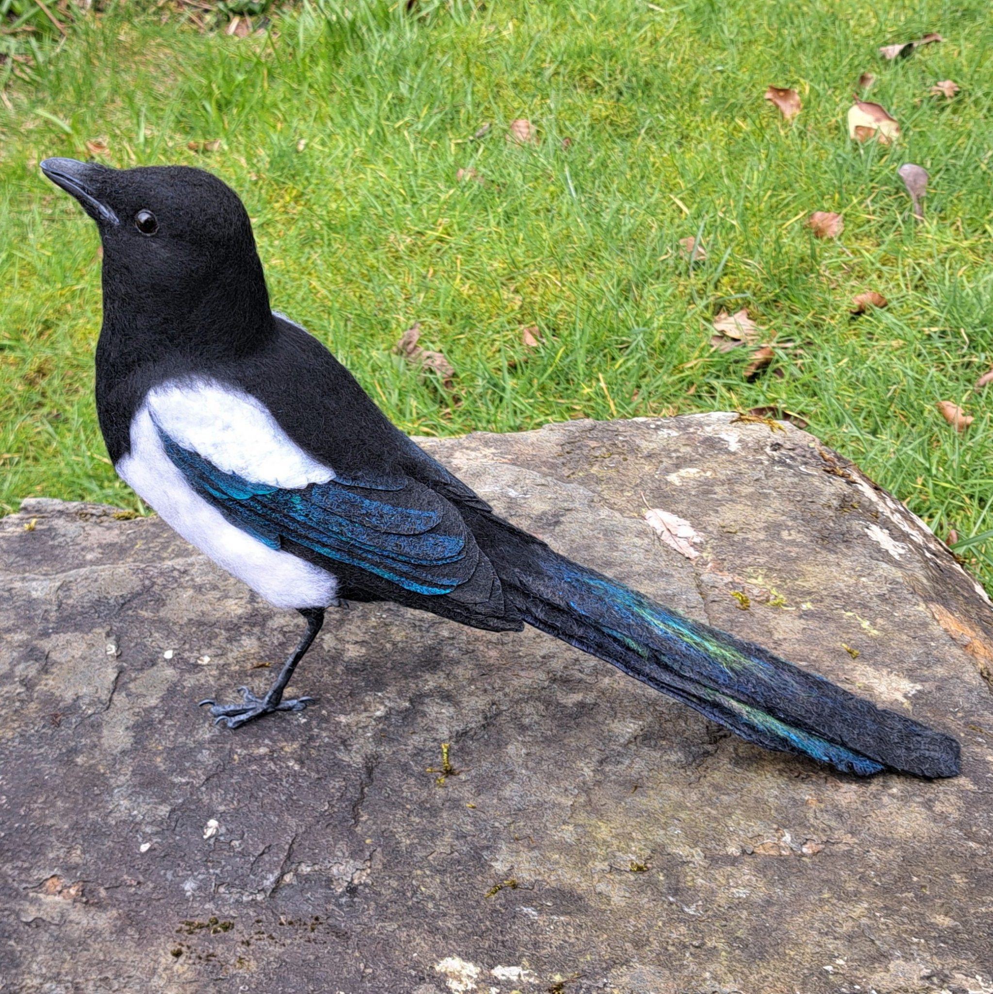 Magpie : Unique handmade needle-felted wildlife sculpture.