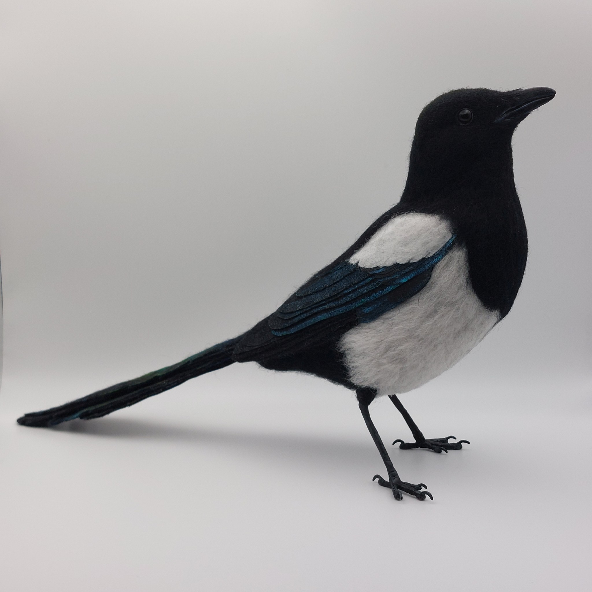 Magpie : Unique handmade needle-felted wildlife sculpture.