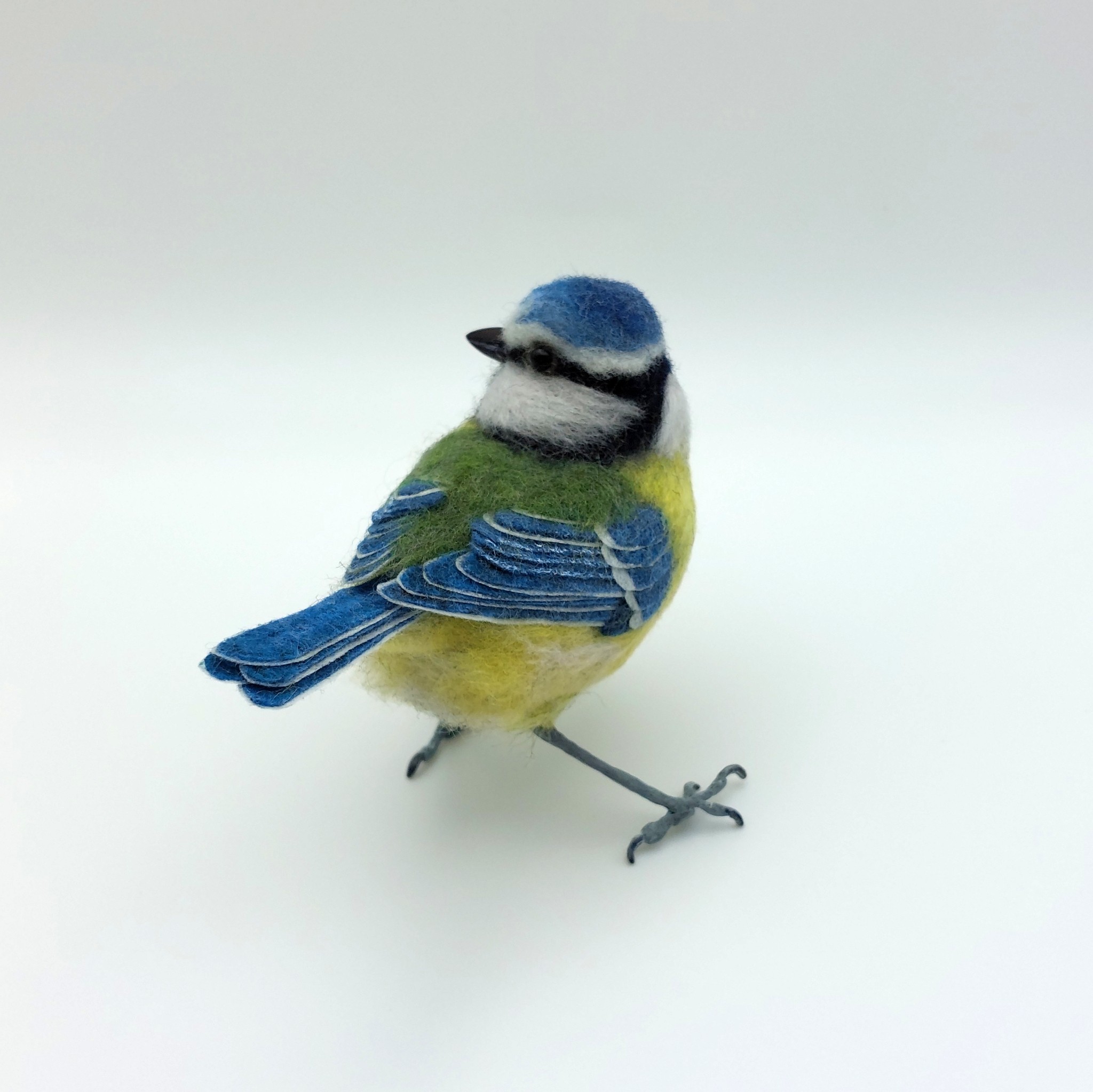 Blue tit: Unique handmade needle-felted wildlife sculpture.