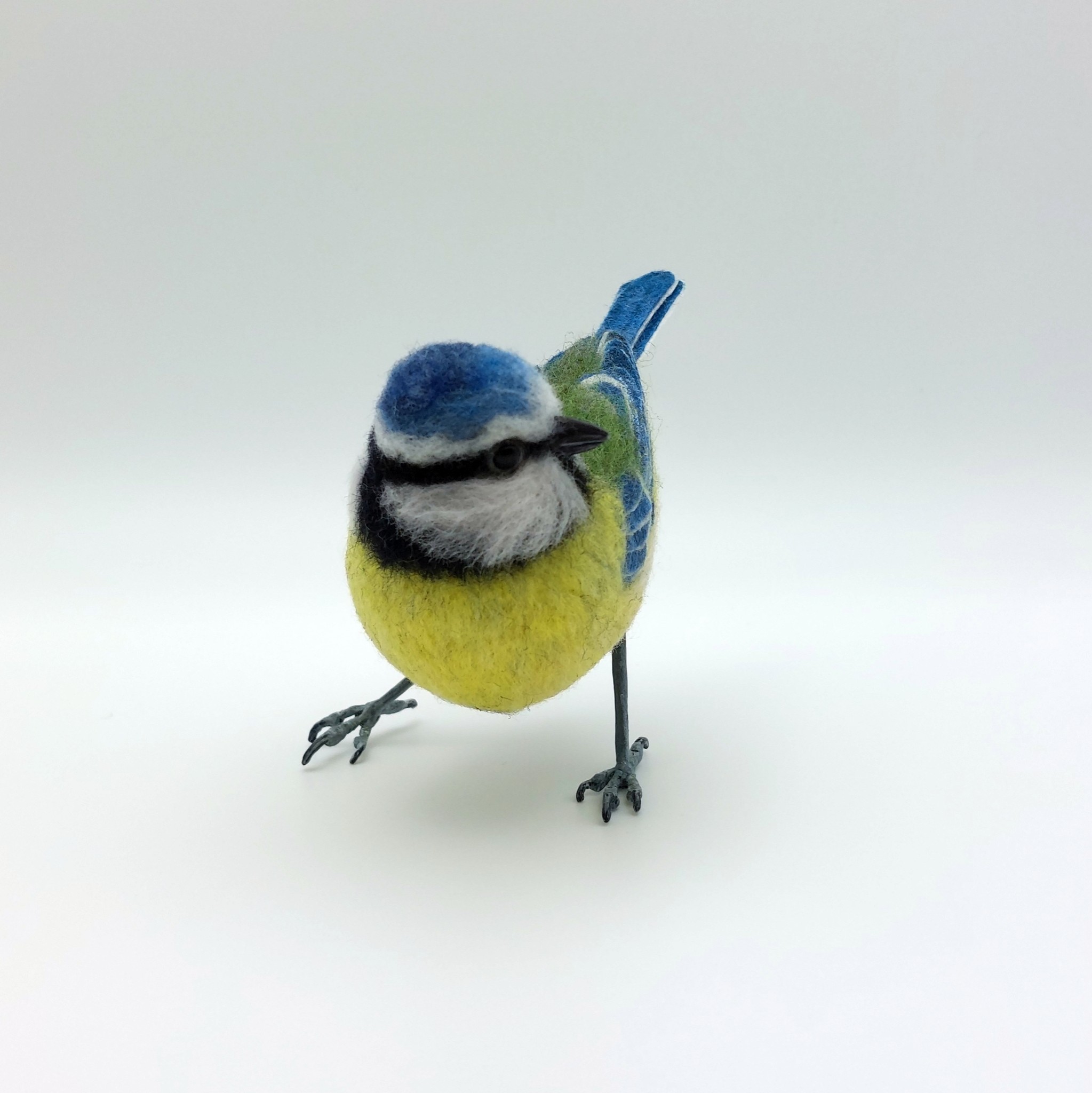 Blue tit: Unique handmade needle-felted wildlife sculpture.