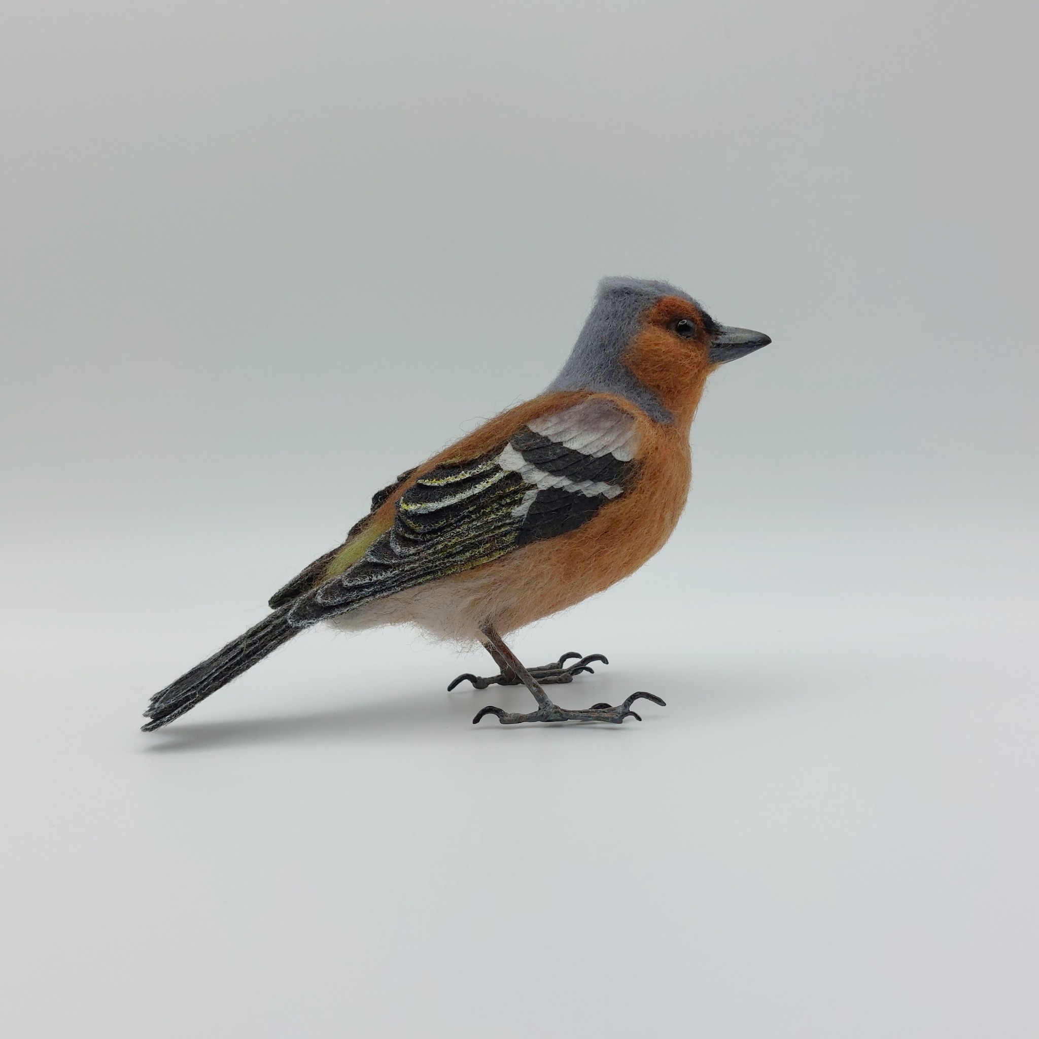 Chaffinch:  Unique handmade needle-felted wildlife sculpture.