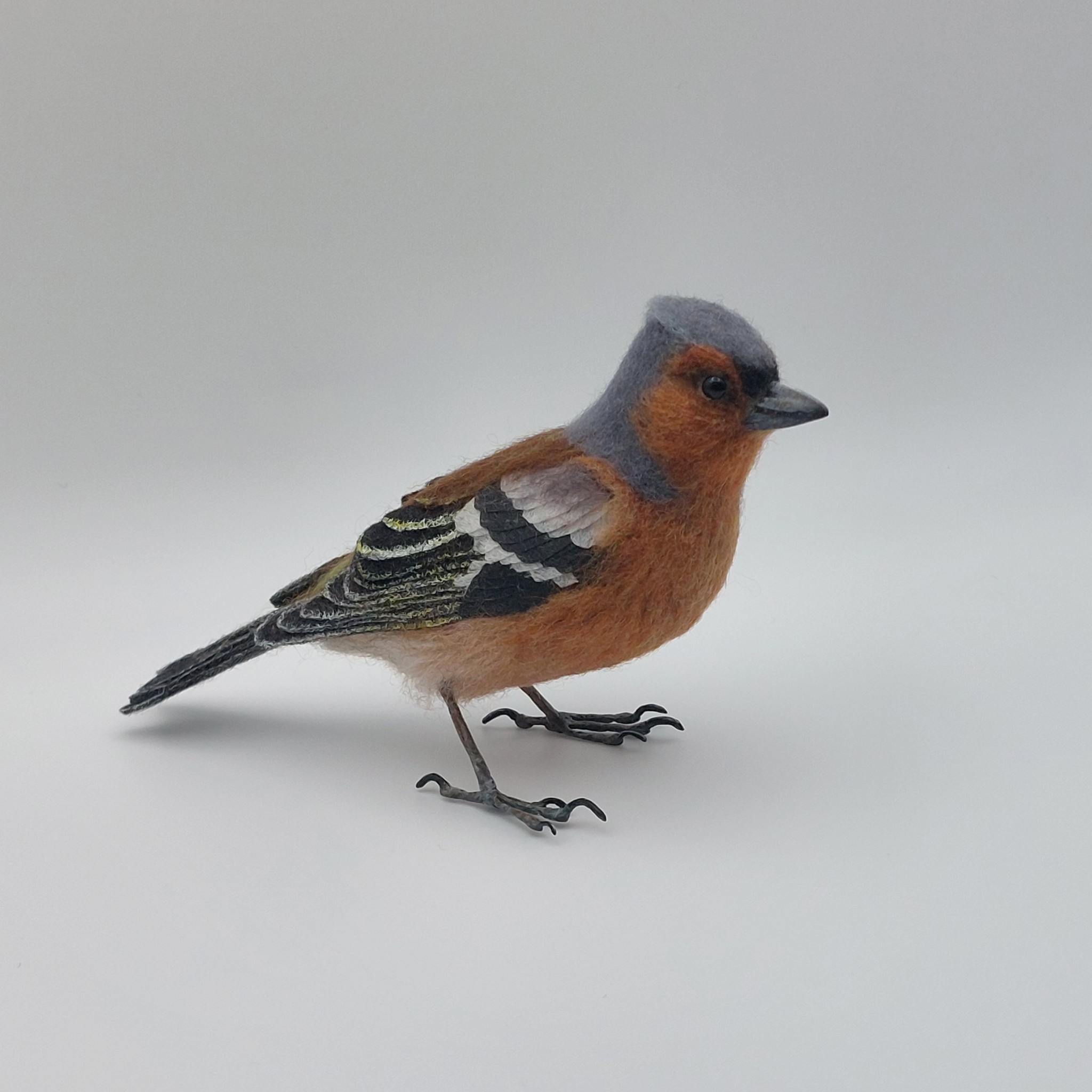 Chaffinch:  Unique handmade needle-felted wildlife sculpture.