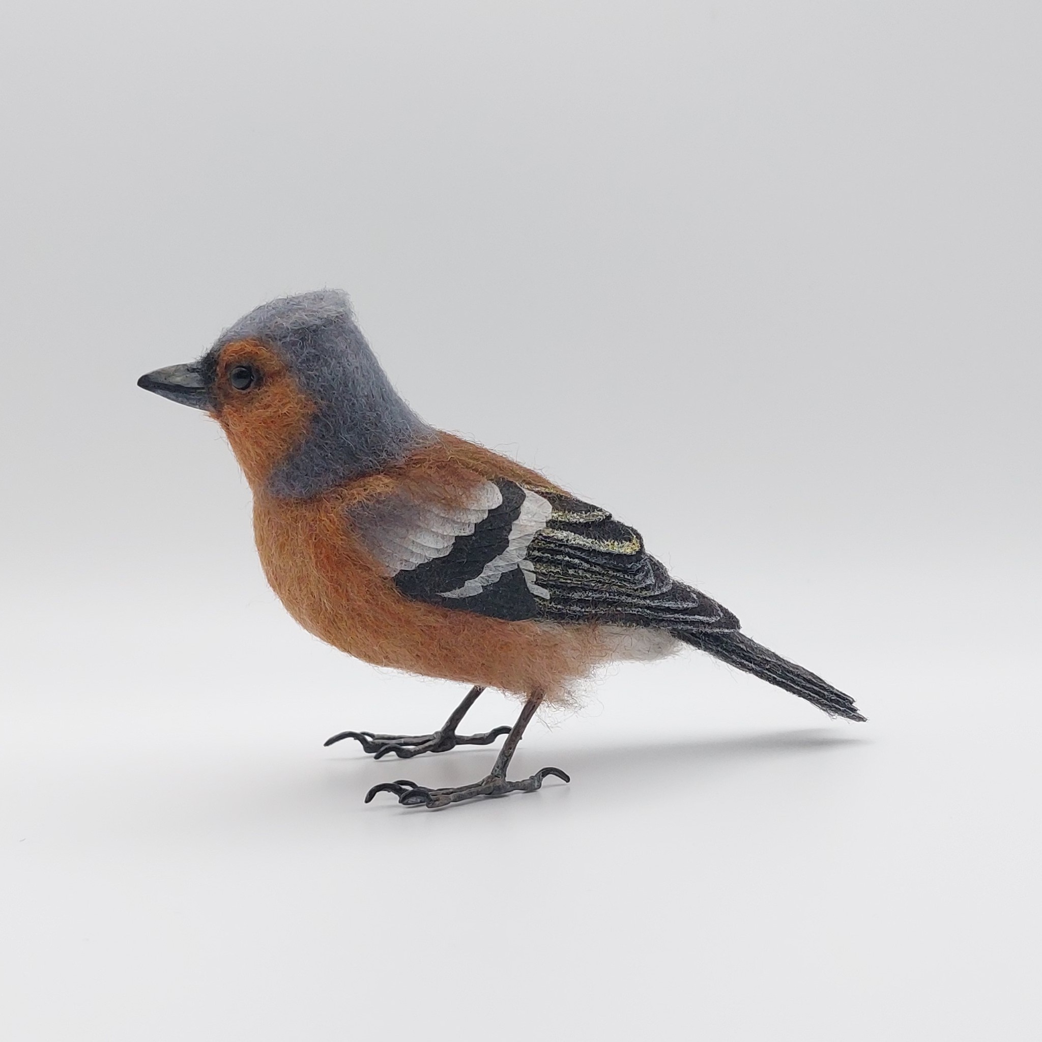 Chaffinch:  Unique handmade needle-felted wildlife sculpture.