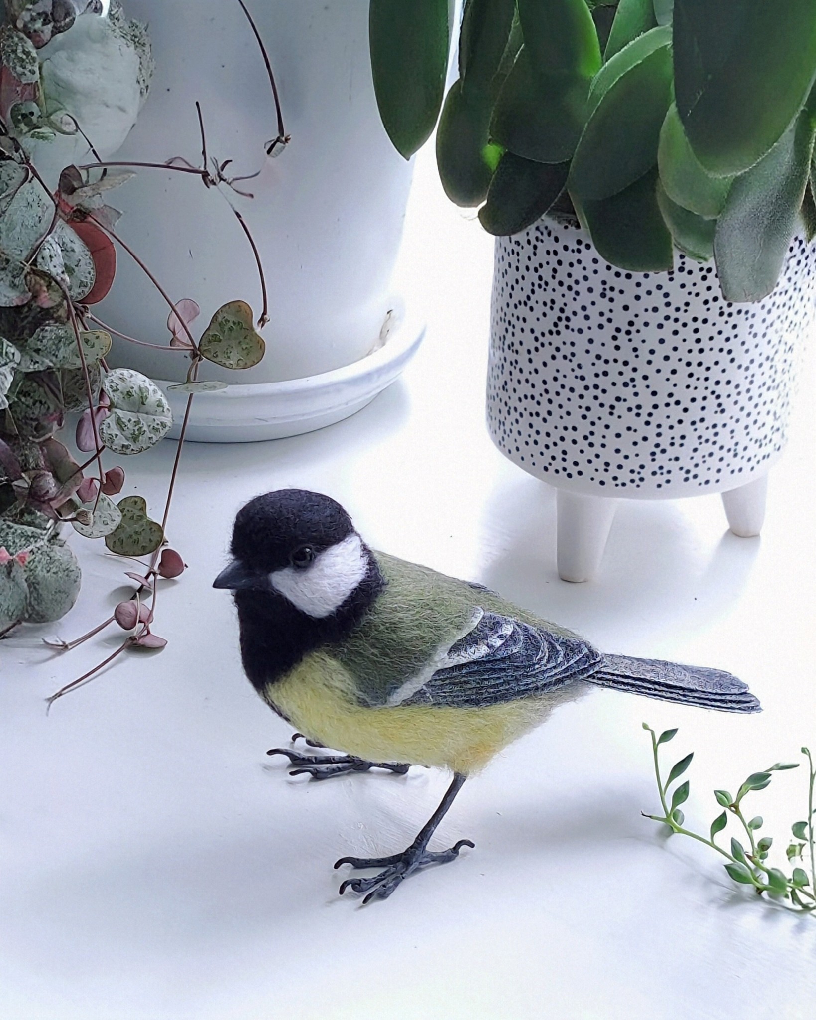 Needle Felted sculpture of a Great Tit