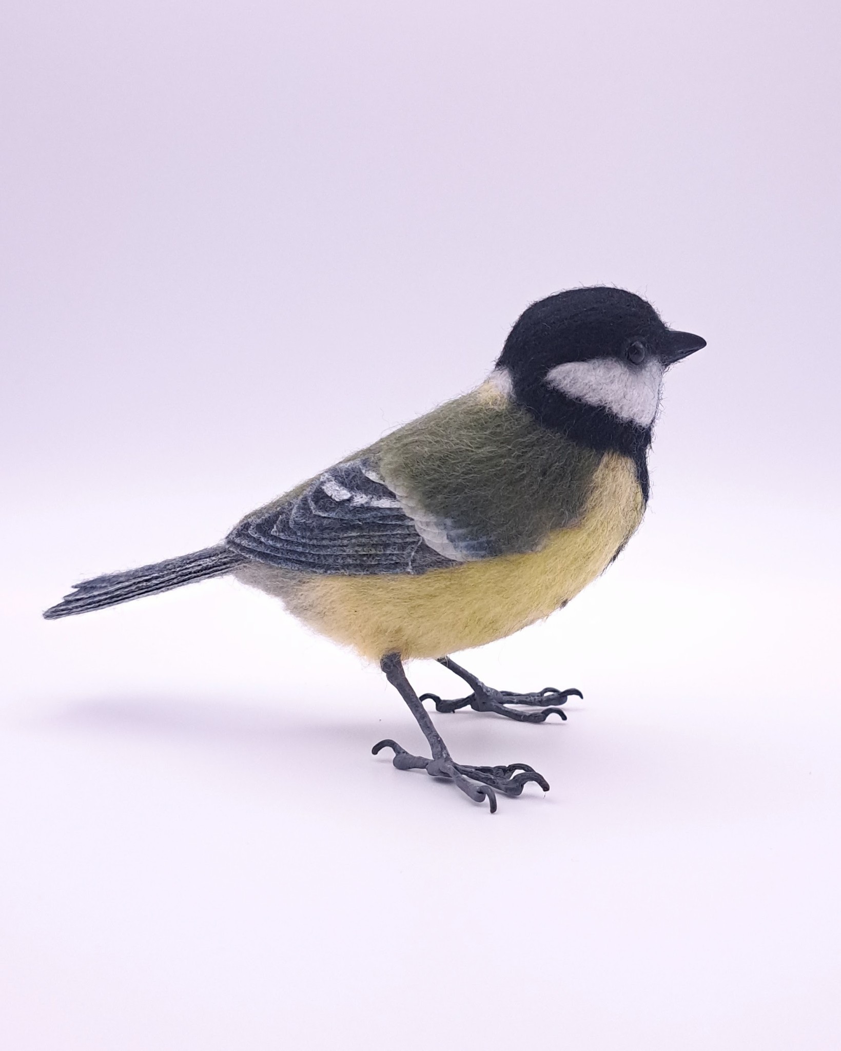 Needle Felted sculpture of a Great Tit
