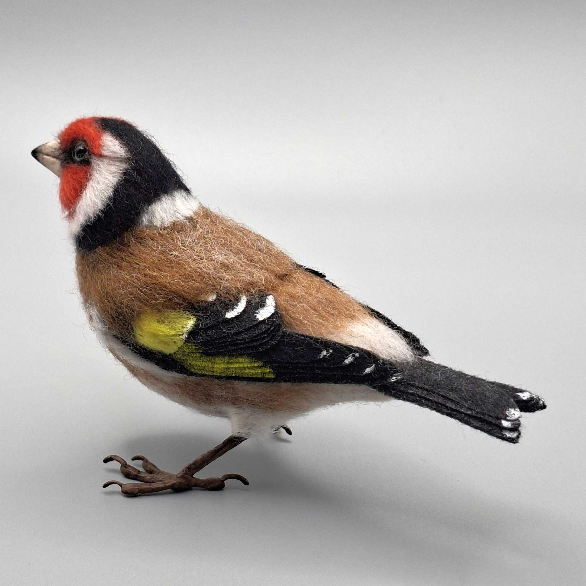 Goldfinch: Unique handmade needle-felted wildlife sculpture.  