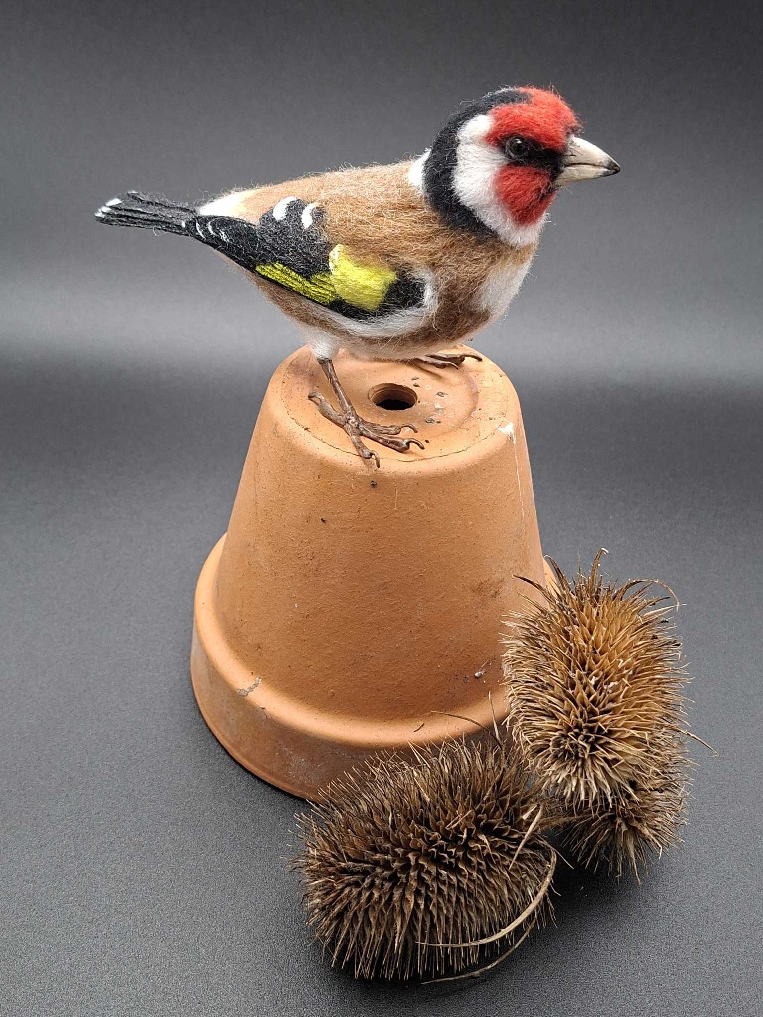 Goldfinch: Unique handmade needle-felted wildlife sculpture.  