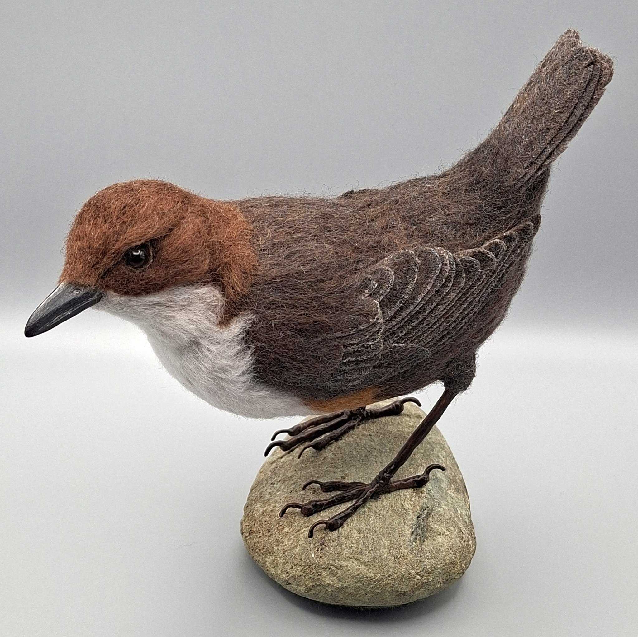 Dipper: Unique handmade needle-felted wildlife sculpture.  