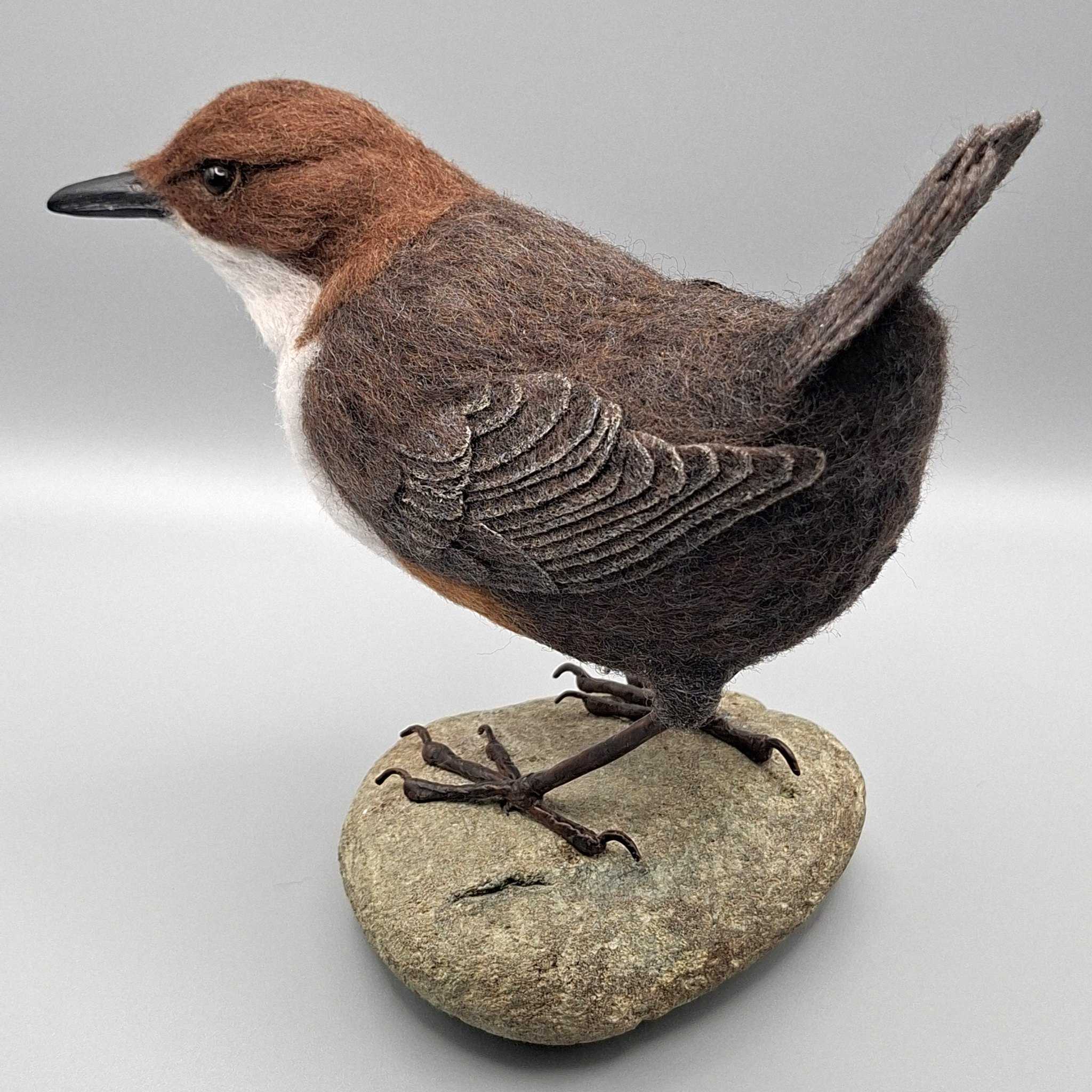 Dipper: Unique handmade needle-felted wildlife sculpture.  